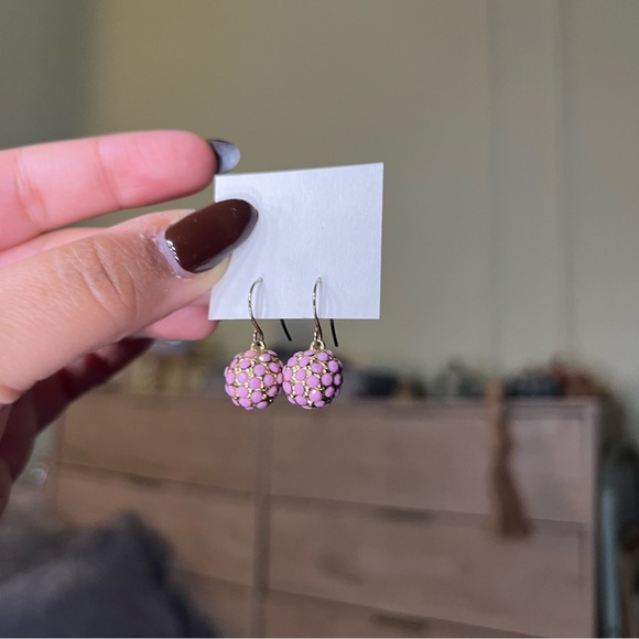 Handmade Pastel Pink Circle Gem Small Casual Cute Drop Earrings Jewelry Accessor - Picture 4 of 16